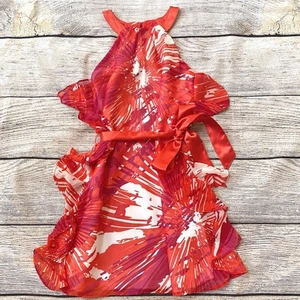 K.C. Parker Red Purple Spin Art Print Halter Dress Girl’s Sz 7 - Picture 1 of 3