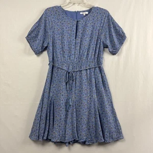 Madewell Dress Womens size 4 Ditsy Floral Tie Waist Flowy Blue Cottage Core - Picture 1 of 13