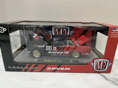 NEW Diecast Car M2 Machines BLACK/RED 1970 DATSUN 510 s26 1:24 ADVAN NIB - Image 1 of 4