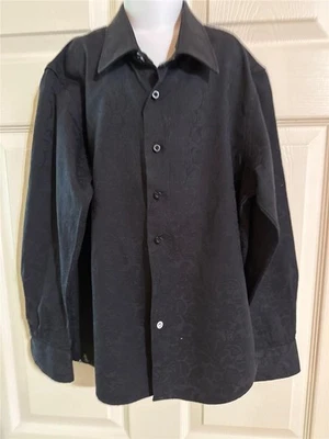Robert Graham Black Paisley Tone -On-Tone 100% Cotton Boys Dress Shirt Size 12 - Image 1 of 4