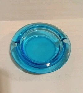 Vintage MCM Retro kleiner blauer Pressglas Aschenbecher 2 Fächer 3,5 Zoll - Bild 1 von 6