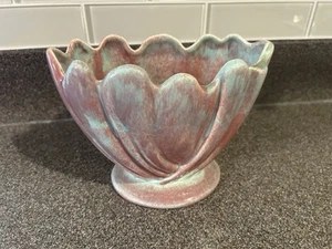 Vintage WEST COAST POTTERY Vase Planter Mid Century Pink/Aqua Original Sticker - Picture 1 of 6