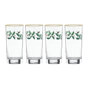 Lenox 886859 Holiday Gold 4-teiliges Longdrink 16 Unzen Glas Set Weihnachten NEU IM KARTON - Bild 1 von 3
