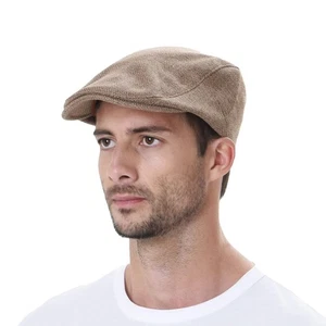 Ivy Cap Summer Linen-Like Fabric Newsboy Irish Golf Hats for Men MZ30038 (Brown) - Picture 1 of 5