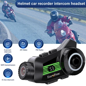 WiFi Motorcycle Helmet Camera Bluetooth Intercom FM Headset 1080P Recorder - Picture 1 of 14