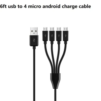 6ft Multi Micro USB Charging Cable, 4 in 1 USB 2.0 A Male to 4 Micro USB Male - Image 1 of 4