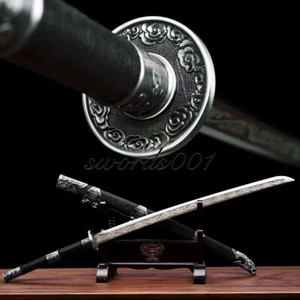 Black & Silvery Chinese Sword Brotherhood Of Blades Carbon Steel Nice Pattern - Picture 1 of 10