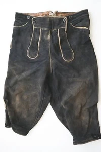 Dicke 90er Lederhose sämisch Elch od. Hirschleder Kniebund weich schwarz Gr.52 - Bild 1 von 8