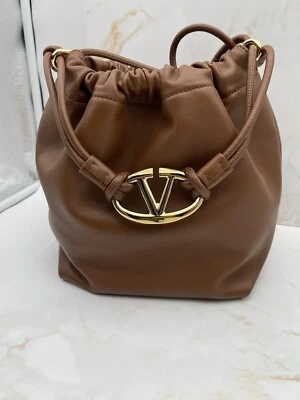 Valentino Garavani Vlogo Pouf Mini Leather Shoulder Bag In Brown  - Image 1 of 4