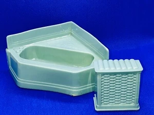 Vintage MARX 1950's Suburban Dollhouse Aqua Bathroom 2 Piece Lot - Imagen 1 de 6