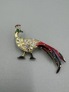 Spilla spilla bavero uccellino pavone multicolore vintage - Foto 1 di 3