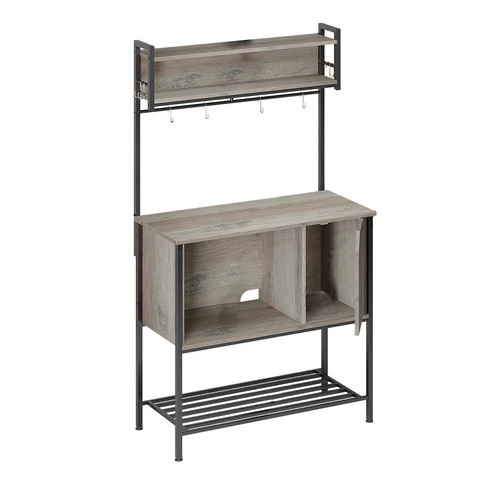 Bestier Modern Multifunctional Hutch w/ Hanging Hooks, 60 In Tall, Gray (Used) Cover