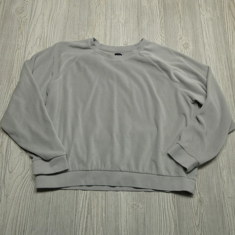VINTAGE Gap Velour Sweater Womens 2XL Gray Soft Fleece Long Sleeve Sweatshirt — 第 1/4 张图片