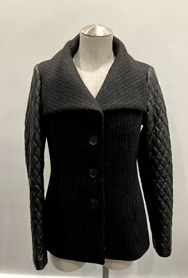 Chaquetón de lana Soia & Kyo con mangas de cuero acolchadas y forro extraíble talla S Foto 1 de 4