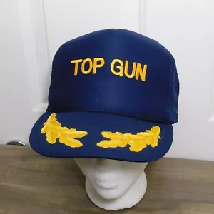 De colección 1980 Top Gun Azul Marino Oro Huevos Revueltos Bordados Malla Snapback Sombrero - Imagen 1 de 8