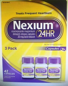 NEXIUM 24 HR ACID REDUCER, HEARTBURN RELIEF, 20mg., MAGNESIUM, ((42 CAPSULES)) - Picture 1 of 2