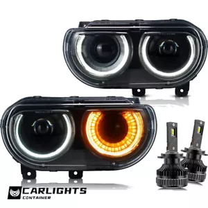 VLAND Headlights DRL Sets+LED Bulbs Kits For 3rd Gen Dodge Challenger 2008-2014 - Foto 1 di 14