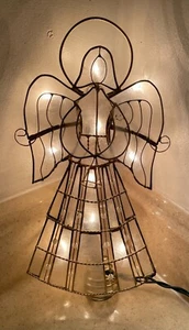 Kurt Adler Lighted Tree Topper Capiz Angel with Trumpet - Picture 1 of 4