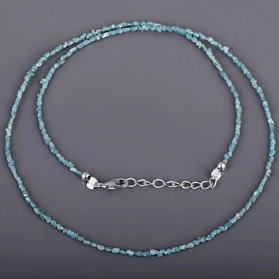 Collana Da Donna In Perle Di Diamante Blu Grezzo Sciolto A Catena 18" - Immagine 1 di 4