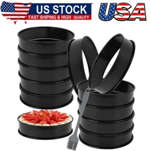 English Muffin Rings,12x Double Rolled Stainless Steel Crumpet Tart Rings 4inch - Picture 1 of 8