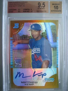 2005 Bowman Chrome Gold Refractor #349 Matt Kemp Rookie Rc /50 BGS 9.5 Auto 10 - Picture 1 of 4
