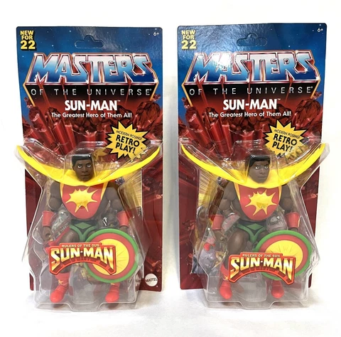 2 Pack Masters Of The Universe Origins MOTU Sun-Man 5.5" Action Figure, New Cover