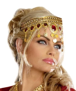 RENAISSANCE LADY QUEEN ROMAN GREEK GODDESS ATHENA COSTUME HEADPIECE CROWN GOLD - Picture 1 of 1