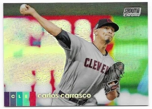 2020 Stadium Club Chrome Refractor #312 Carlos Carrasco Cleveland Topps Parallel - Picture 1 of 2