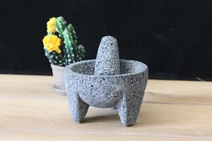 4" Mexican Handmade Molcajete 100% Lava Volcanic Stone, Mortar and Pestle - Picture 1 of 5