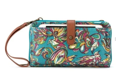 Nuevo con etiquetas Sakroots Grande Smartphone Muñequera Bandolera Teal Casa del Árbol Lona Recubierta   Foto 1 de 4