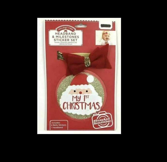 Novo! 2 X Conjunto de Adesivos para Cabeça e Marco "Meu 1º Natal" Bebê Menina - Imagem 1 de 1