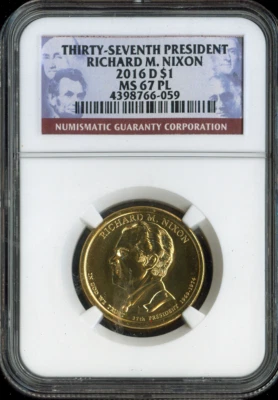 2016-D Richard Nixon Dollar NGC MS67 Proof Like - 37th U.S President - Image 1 of 2