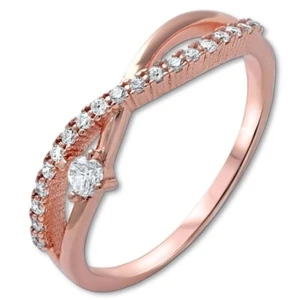 Damen Ring 925 Sterling-Silber Rosegold Rotgold vergoldet Zirkonia Fingerring Q6 - Bild 1 von 3