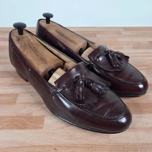 SALVATORE FERRAGAMO Cuero Kiltie Borla Mocasín Vestido Zapato Borgoña Para Hombres 9.5 D - Imagen 1 de 23