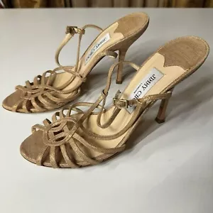 Jimmy Choo Rose Gold Sparkly Slingback Strappy Heel Size 39 EU (8.5 US) - Picture 1 of 15