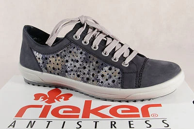 Rieker Women Lace-up Shoes Sneakers Blue Leather M6015 NEW! - Image 1 of 4