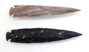 2er SET PFEILSPITZEN 8 ZOLL FEUERSTEIN PFEILSPITZEN OBSIDIAN UND ACHAT - Bild 1 von 10