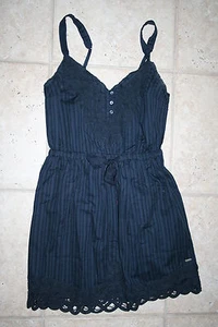 NWT Abercrombie Girls Large Navy Blue Strap Tie Waist Dress - Picture 1 of 4