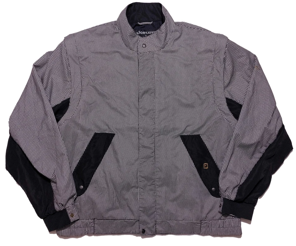 Vintage FOOTJOY Dryjoys Full Zip Convertible Golf Jacket Black Checks Men's XL - Image 1 of 4