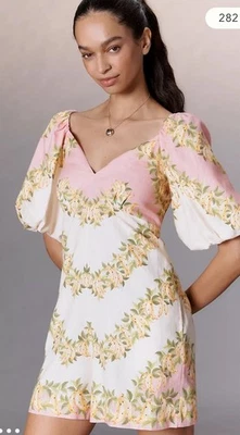 Romper Anthropologie FARM Rio manga folhada mistura de linho novo com etiquetas bananas rosa tamanho P!! - Imagem 1 de 4