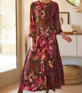 Weiche Umrandung Naturromantik Gr. M Blumen Viskose Rüschen Boho Maxikleid - Bild 1 von 13