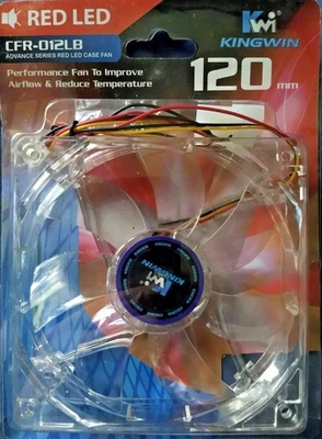 Kingwin CFR-012LB 120 x 120 mm Long Life Bearing Red LED Case Fan - Image 1 of 4