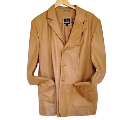Jos A Bank 🐏 Lambskin SOFT Leather Jacket Blazer Men's Tan Brown Coat ⭐ Size M - Image 1 of 4