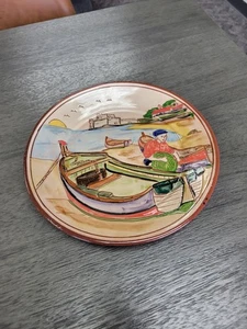 Vintage Olaria Carrilho Lopez Corval Portugal Hand-Painted Terracotta Plate 9.5" - Picture 1 of 24