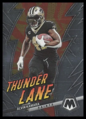 2023 Panini Mosaic #TL-AK Alvin Kamara New Orleans Saints Thunder Lane Football - Image 1 of 2