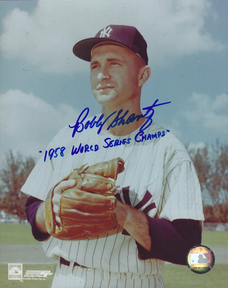 Tarjetas autografiadas 8x10 de Bobby Shantz New York Yankees 1957-60 lanzador de los Atléticos 1949-56 Foto 1 de 1