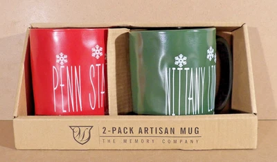 Penn State Nittany Lions Set of 2 Mugs Red Green Snowflakes The Memory Company - Image 1 of 4
