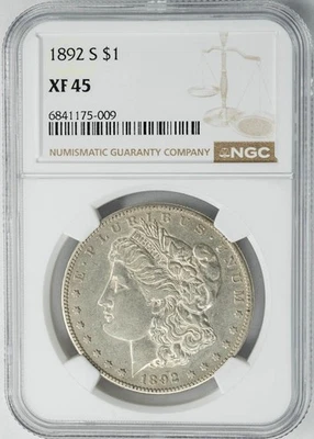 1892-S Morgan Silver Dollar $ XF45 NGC 947368-7 - Image 1 of 4