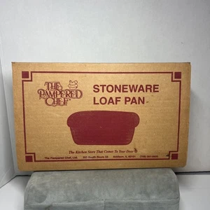 THE PAMPERED CHEF Vtg 90s Stoneware Loaf Pan 9" x 5" New Unused NOS NIB - Picture 1 of 3