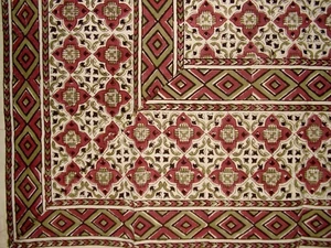 Moroccan Block Print Indian Tapestry Cotton Bedspread 106" x 70" Twin - Picture 1 of 2